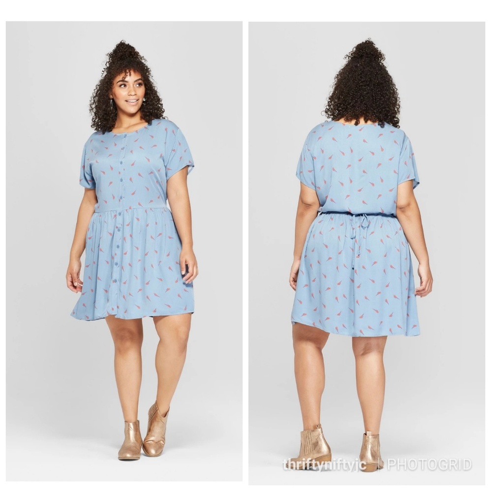 David Bowie Short Sleeve Empire Tie Waist Dress